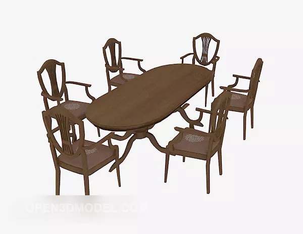 Solid Wood Dining Table Chair Furniture 3d model Solid Wood Dining Table Chair Furniture 3d model