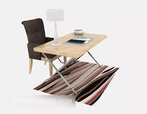 Small Desk With Lamp And Chair 3d model Small Desk With Lamp And Chair 3d model