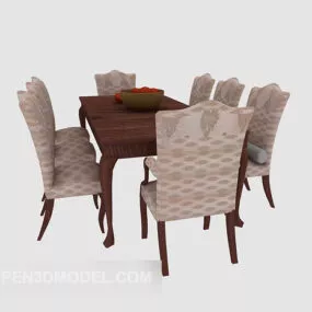 American Table Chair Vintage Style 3d model