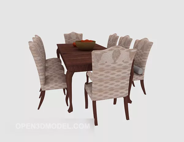 American Table Chair Vintage Style 3d model American Table Chair Vintage Style 3d model
