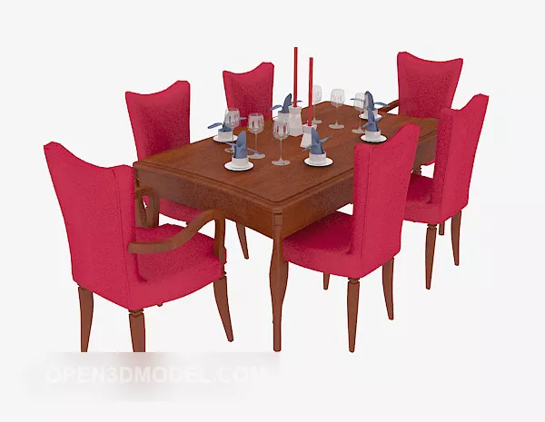 Rectangle Glass Top Dining Table 3d model