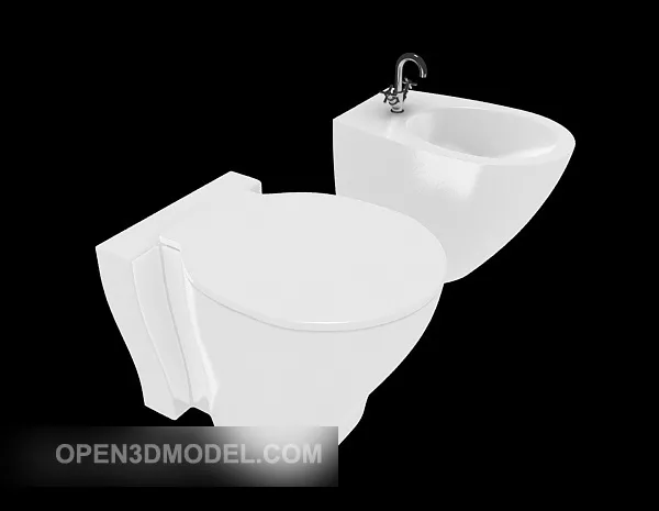 Washbasin On Table Cloth With Tableware 3d model
