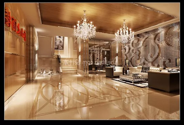 Hotel Lobby With Two Chandelier 3d model Hotel Lobby With Two Chandelier 3d model