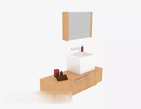 Marble Washbasin With Mirror 3d model