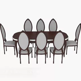 European Solid Dinning Wood Table 3d model