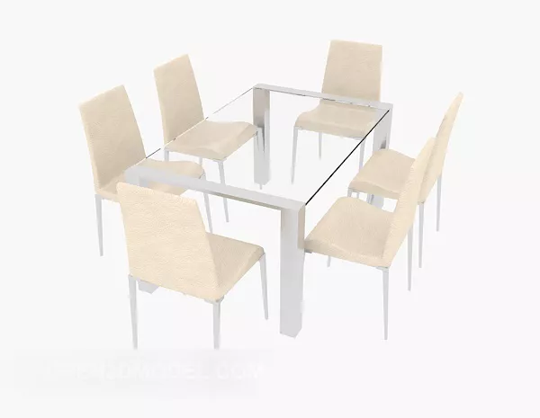 Dinning Glass Table Solid Wood Chair 3d model Dinning Glass Table Solid Wood Chair 3d model