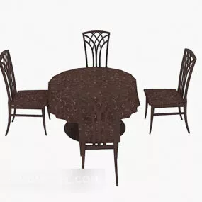 Four-person Round Table And Chair 3d model