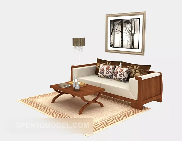 Pastoral Style Double Sofa With Table 3d model Pastoral Style Double Sofa With Table 3d model