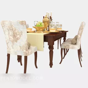 European Luxury Table And Chair Furniture 3d model