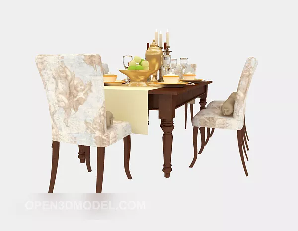 European Luxury Table And Chair Furniture 3d model European Luxury Table And Chair Furniture 3d model