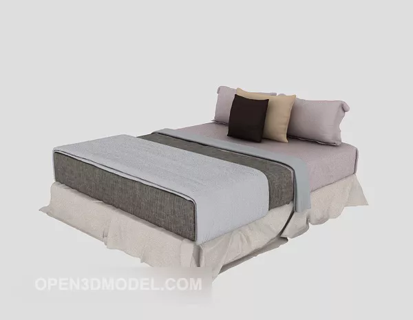 Double Bed Furniture With Pillow 3d model Double Bed Furniture With Pillow 3d model