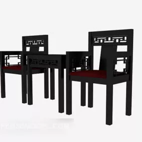 Chinese Armchair Dark Wooden 3d model