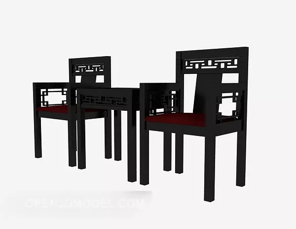 Chinese Armchair Dark Wooden 3d model Chinese Armchair Dark Wooden 3d model