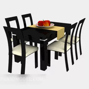Dining Table And Chair Solid Wood 3d model