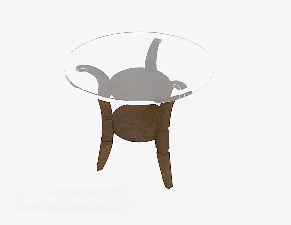 Glass Round Coffee Table Wooden Legs 3d model Glass Round Coffee Table Wooden Legs 3d model