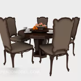 European Table And Chair Antique Furniture 3d model