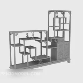 Chinese Showcase Wooden Rack 3d model