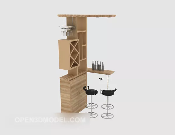 Small Bar Table Cabinet With Chair 3d model Small Bar Table Cabinet With Chair 3d model