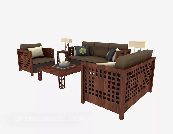 Chinese Wooden Furniture Set Sofa 3d model Chinese Wooden Furniture Set Sofa 3d model
