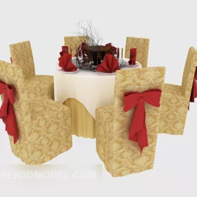 Hotel Table And Chair Furniture Set 3d model