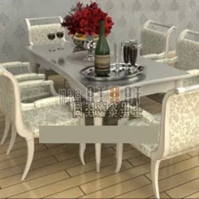 European Table And Chair V1 3d model