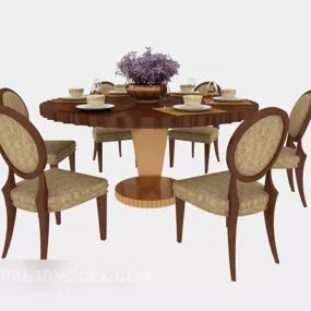 European Solid Wood Table V1 3d model