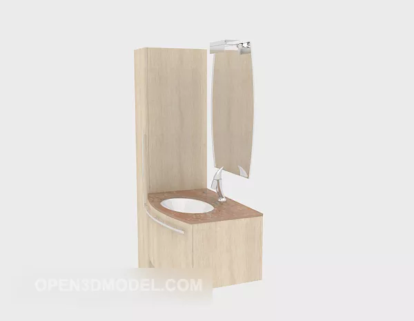 Washbasin With Rectangle Mirror 3d model