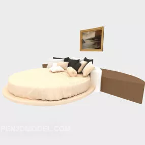 Round Bed With Decoration Ware 3d model