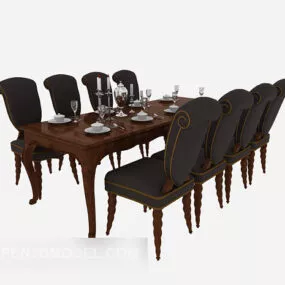 European Table And Chair Vintage Style 3d model
