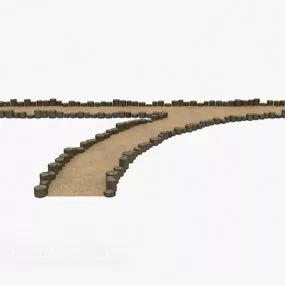 Outdoor Park Trail Landscape Road 3d model