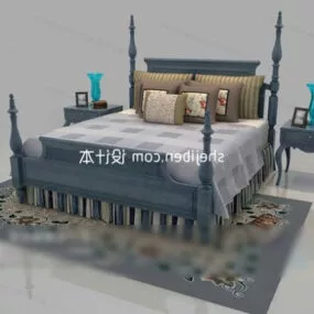 European Luxury Double Bed V1 3d model
