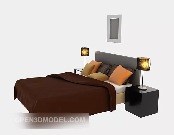 Double Bed Full Set 3d model Double Bed Full Set 3d model