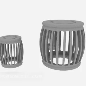 Wood Stool Grey Painted 3d model