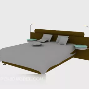Modern Solid Wood Bed Grey Color 3d model