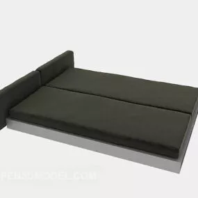 Double Bed Grey Color 3d model