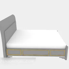 Wood Bed White Blanket 3d model