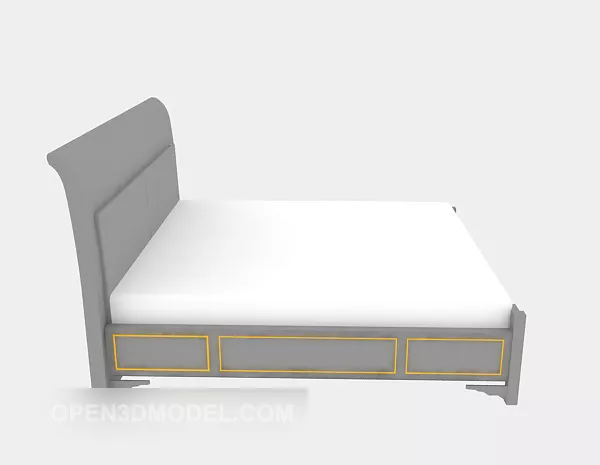 Wood Bed White Blanket 3d model Wood Bed White Blanket 3d model