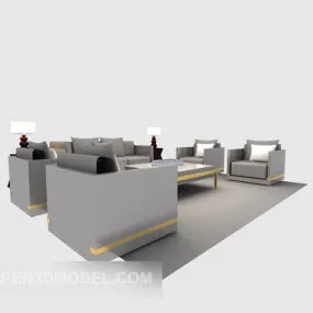 Modern Wooden Sofa Set 3d model
