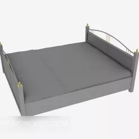 Modern Square Wooden Double Bed 3d model