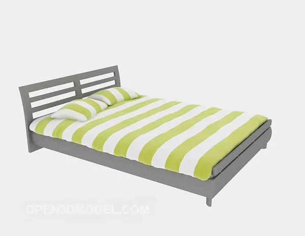 Modern Double Bed Striped Blanket 3d model Modern Double Bed Striped Blanket 3d model