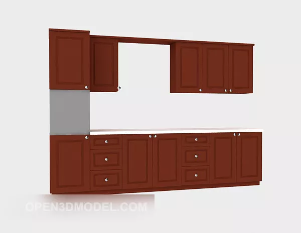 Cabinet Kitchen Red Color 3d model Cabinet Kitchen Red Color 3d model