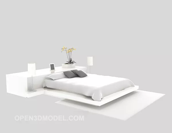 Modern Double Bed White Color Furniture 3d model Modern Double Bed White Color Furniture 3d model