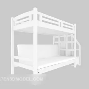 Dormitory Up And Down Wood Bed 3d model