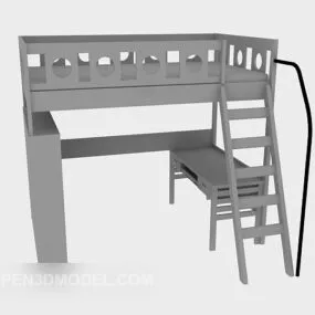 Wooden Bunk Bed 3d model
