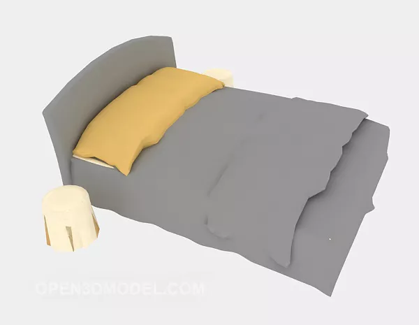 Modern Single Bed Grey Blanket 3d model Modern Single Bed Grey Blanket 3d model