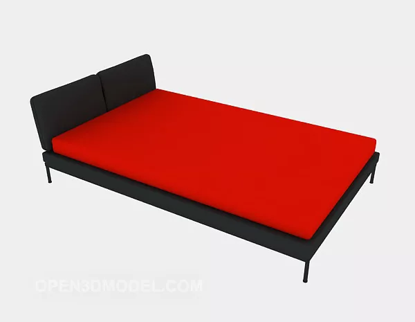 Modern Double Bed Red Color 3d model Modern Double Bed Red Color 3d model