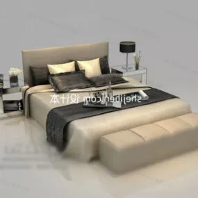 Double Bed Full Set With Lamp 3d model