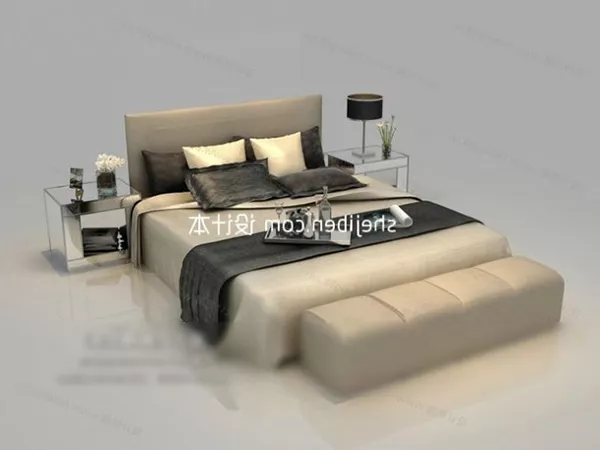 Double Bed Full Set With Lamp 3d model Double Bed Full Set With Lamp 3d model