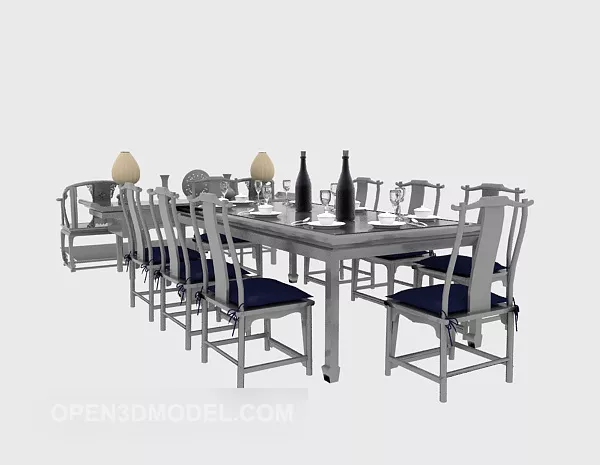 Chinese Restaurant Table Chair Set 3d model Chinese Restaurant Table Chair Set 3d model