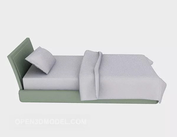 Solid Wood Single Bed With Blanket 3d model Solid Wood Single Bed With Blanket 3d model
